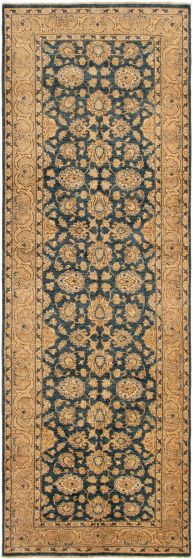 Bordered  Traditional Blue Runner rug 12-ft-runner Pakistani Hand-knotted 301279