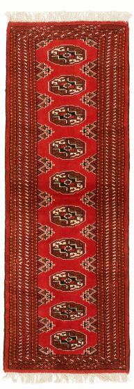 Bordered  Tribal Brown Runner rug 6-ft-runner Turkmenistan Hand-knotted 332634
