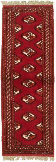 Bordered  Tribal Red Runner rug 6-ft-runner Turkmenistan Hand-knotted 334874