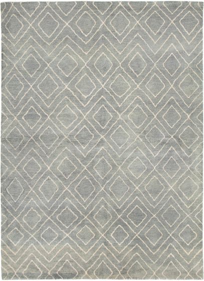 Moroccan  Transitional Grey Area rug 6x9 Indian Hand-knotted 292647