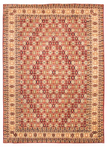 Bordered  Traditional Red Area rug 9x12 Afghan Hand-knotted 314765
