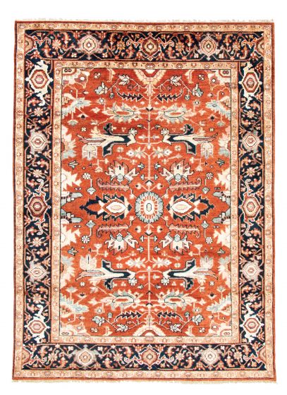 Bordered  Traditional Brown Area rug 9x12 Indian Hand-knotted 344187