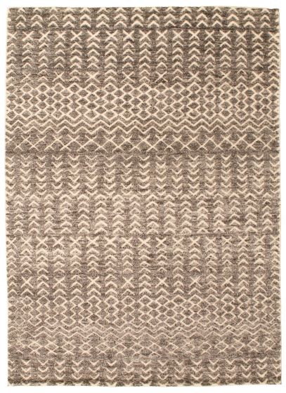 Carved  Tribal Grey Area rug 5x8 Indian Hand-knotted 345588