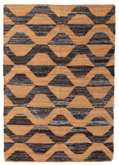 Flat-weaves & Kilims  Tribal Brown Area rug 5x8 Indian Flat-Weave 349334