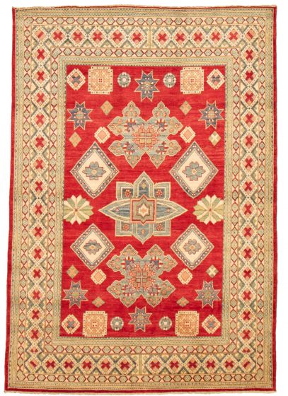 Bordered  Traditional Red Area rug 6x9 Afghan Hand-knotted 364127