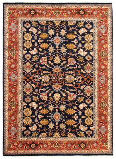 Bordered  Traditional Blue Area rug 10x14 Indian Hand-knotted 368131