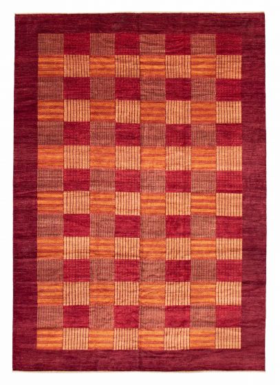 Bordered  Transitional Red Area rug 10x14 Pakistani Hand-knotted 376161