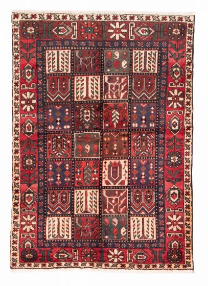 Bordered  Traditional Red Area rug 4x6 Persian Hand-knotted 383319