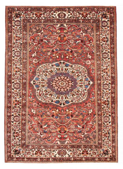 Bordered  Traditional Red Area rug 8x10 Persian Hand-knotted 384932