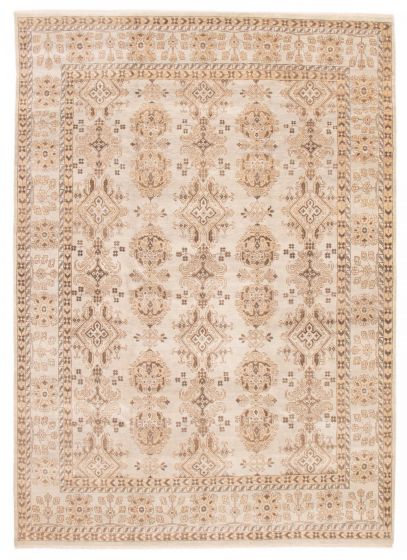 Bordered  Traditional Grey Area rug 10x14 Indian Hand-knotted 387533