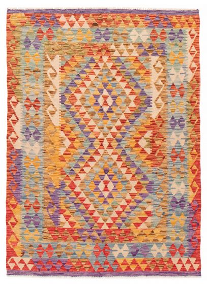 Flat-weaves & Kilims  Geometric Purple Area rug 3x5 Turkish Flat-Weave 388242