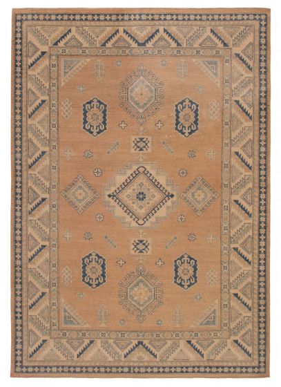 Geometric  Vintage/Distressed Brown Area rug Unique Afghan Hand-knotted 392355