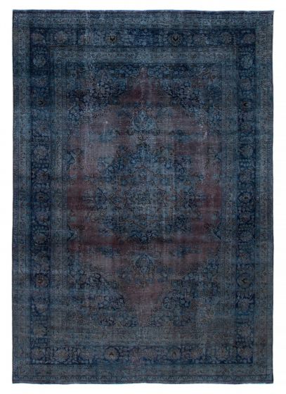 Overdyed  Transitional Blue Area rug 8x10 Turkish Hand-knotted 392528