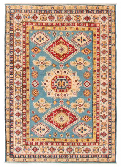 Bordered  Transitional Blue Area rug 4x6 Afghan Hand-knotted 392810