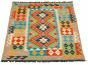 Bordered  Geometric Brown Area rug 3x5 Turkish Flat-weave 329445