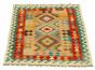 Bordered  Geometric Ivory Area rug 3x5 Turkish Flat-weave 329458