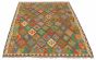 Bordered  Geometric Grey Area rug 6x9 Turkish Flat-weave 316243