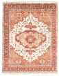 Bordered  Traditional Ivory Area rug 9x12 Indian Hand-knotted 344125