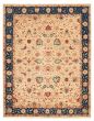 Bordered  Traditional Yellow Area rug 6x9 Indian Hand-knotted 345442