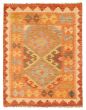 Bordered  Tribal Brown Area rug Unique Turkish Flat-weave 346266