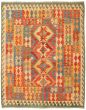 Bordered  Tribal Red Area rug 4x6 Turkish Flat-weave 346333