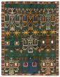 Bohemian  Tribal Green Area rug 4x6 Afghan Hand-knotted 354163