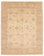 Bordered  Traditional Ivory Area rug 6x9 Indian Hand-knotted 356476