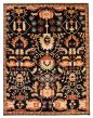 Bordered  Traditional Black Area rug 9x12 Indian Hand-knotted 370566