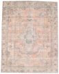 Bordered  Vintage/Distressed Brown Area rug 9x12 Turkish Hand-knotted 374111