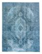 Overdyed  Transitional Blue Area rug 9x12 Turkish Hand-knotted 374171