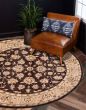 Bordered  Traditional Brown Area rug Round Pakistani Hand-knotted 374792