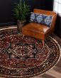 Bordered  Traditional Red Area rug Round Indian Hand-knotted 376109
