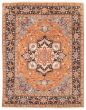 Bordered  Traditional Brown Area rug 6x9 Indian Hand-knotted 377519