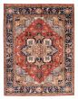 Bordered  Traditional Brown Area rug 9x12 Indian Hand-knotted 378429