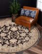 Bordered  Traditional Black Area rug Round Afghan Hand-knotted 379121