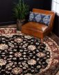 Bordered  Traditional Black Area rug Round Afghan Hand-knotted 379228