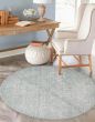 Transitional Blue Area rug Round Indian Hand Loomed 386380