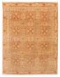 Bordered  Transitional Brown Area rug 6x9 Indian Hand-knotted 387050