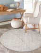 Transitional Blue Area rug Round Indian Hand Loomed 387593