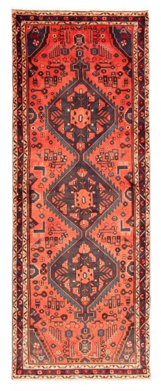 Bordered  Traditional Red Runner rug 9-ft-runner Persian Hand-knotted 352502