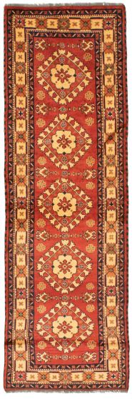 Bordered  Traditional Brown Runner rug 9-ft-runner Afghan Hand-knotted 347183