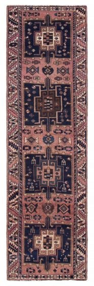 Vintage/Distressed Pink Runner rug 12-ft-runner Turkish Hand-knotted 390706