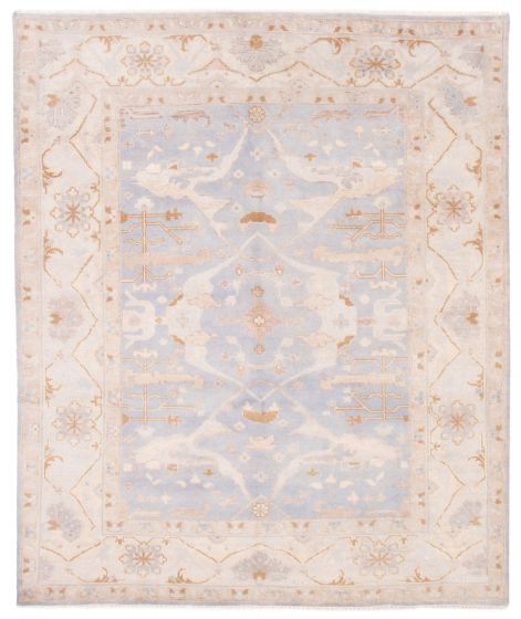Bordered  Traditional Blue Area rug 6x9 Indian Hand-knotted 377523