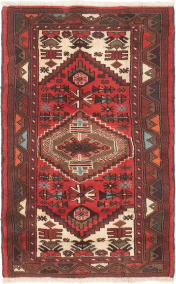 Bordered  Traditional Red Area rug 3x5 Persian Hand-knotted 296442