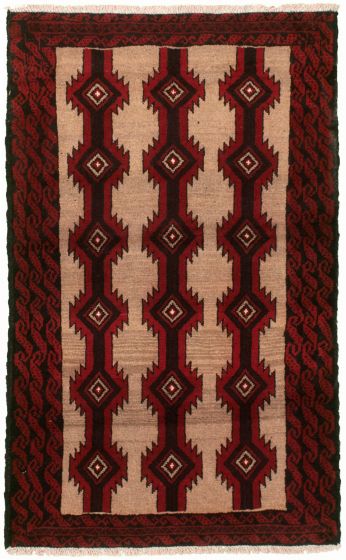 Bordered  Tribal Red Area rug 3x5 Afghan Hand-knotted 332647