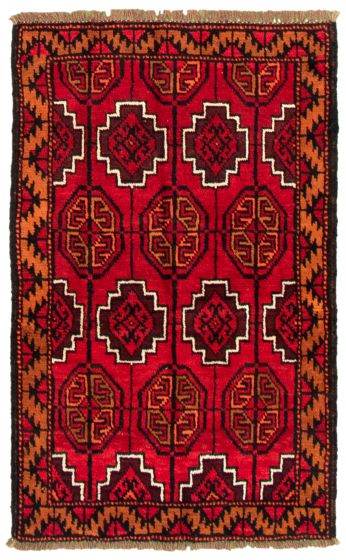 Bordered  Tribal Red Area rug 3x5 Afghan Hand-knotted 332786