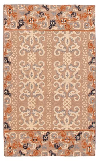 Casual  Transitional Brown Area rug 3x5 Indian Flat-Weave 349647