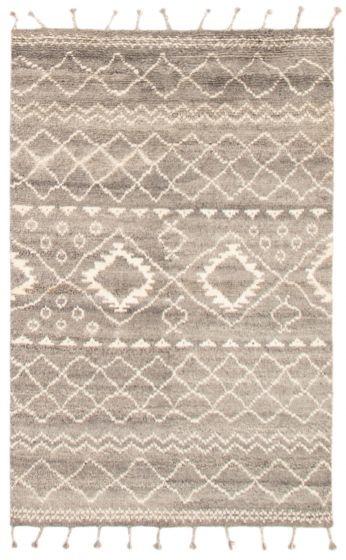Bohemian  Tribal Grey Area rug 5x8 Indian Hand-knotted 355095