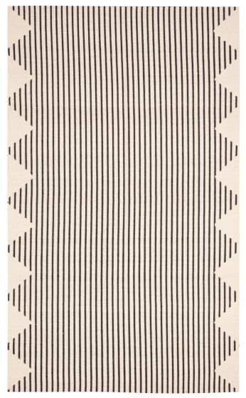 Contemporary/Modern  Transitional Ivory Area rug 5x8 Turkish Flat-Weave 374876