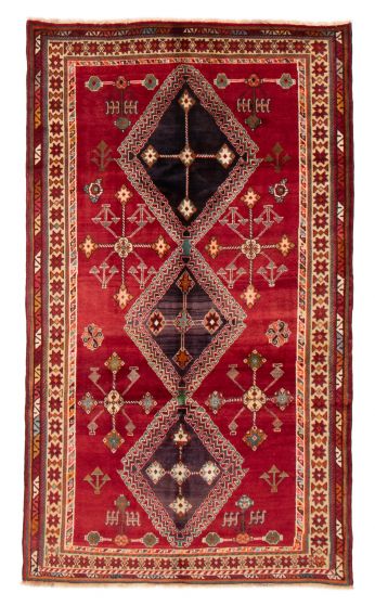 Bordered  Tribal Red Area rug 5x8 Persian Hand-knotted 383976